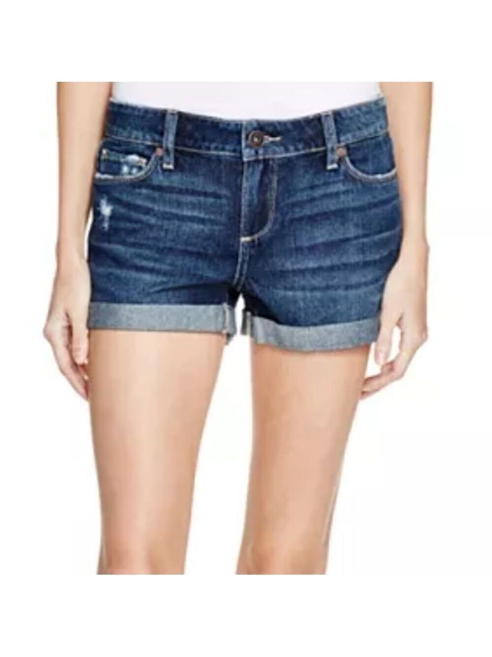 Paige Jimmy Jimmy High Rise Distressed Cuffed Denim Shorts